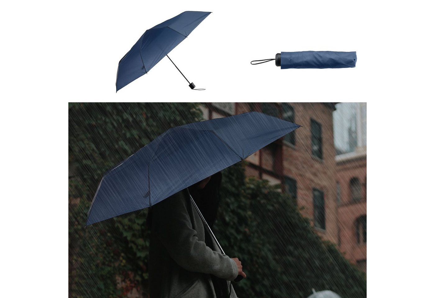 CEPEWA Taschenregenschirm Taschenschirm 23x5cm dunkelblau Kunststoff Polyester Mini-Regenschirm von CEPEWA