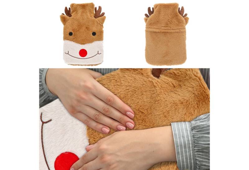 CEPEWA Wärmflasche Wärmflasche Rentier hellbraun 20x35x4cm Polyester Kautschuk 2 Liter von CEPEWA