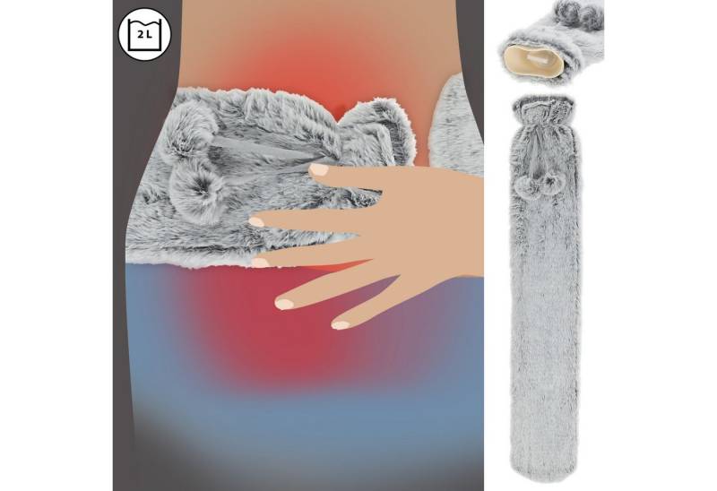 CEPEWA Wärmflasche Wärmflasche Schlauch flauschig grau 72x14x5cm Kautschuk Polyester von CEPEWA