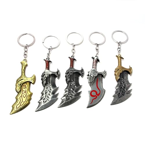 5pcs Kratos 3D Metall Schlüsselanhänger The Blades of Chaos Weapon Models Keyring Game God of Combat Anhänger Für Männer Frauen Fans von CEPTOR