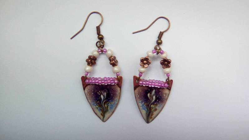 Ohrringe Bezaubert Und Perlen Der Steingärten - Ohrring Emailliert Charme von CERAMICANDCO