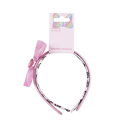 2 Minnie Mouse Haarbänder - Rosa - Ideal zum Dekorieren von Frisuren - Einer mit Schleife oben und Glitzer und andere mit Aufdruck - Originalprodukt Designed in Spanien von CERDÁ LIFE'S LITTLE MOMENTS