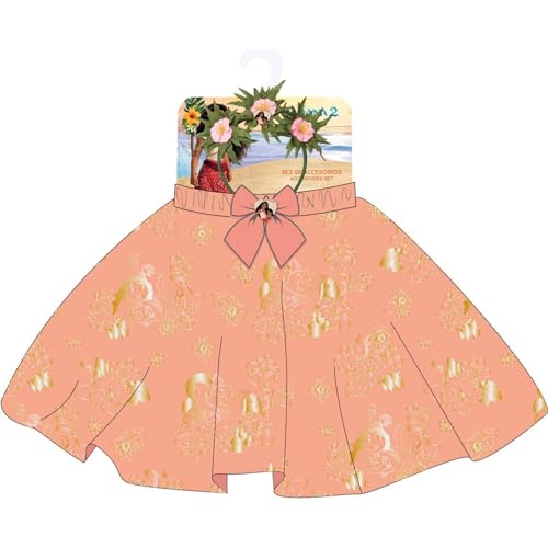 Beauty-Set Moana | Kinderrock in Korallenrot mit Schleife und dekorativem Haarreif | Tropisches Kostüm für Mädchen mit Disney-Motiv von CERDÁ LIFE'S LITTLE MOMENTS