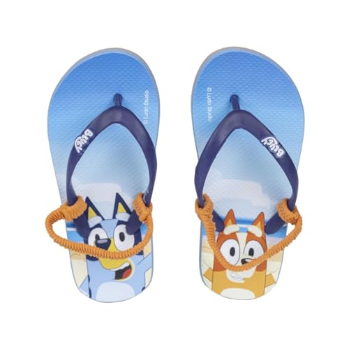 Bluey Flip-Flops für Kinder, Blau, Weiß und Orange, Größe 30/31, hergestellt aus 100% EVA, Flip-Flops, Bluey und Bingo Druck, Originalprodukt, entworfen in Spanien, Blau, Weiß und Orange, 30/31 EU von CERDÁ LIFE'S LITTLE MOMENTS