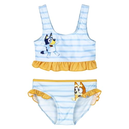 Bluey Kinderbikini - Blau und Gelb - Größe 3 Jahre - Badeanzug für Mädchen - 85% Polyester und 15% Elasthan - 210 g/qm - Schnell trocknend - Original Produkt entworfen in Spanien von CERDÁ LIFE'S LITTLE MOMENTS
