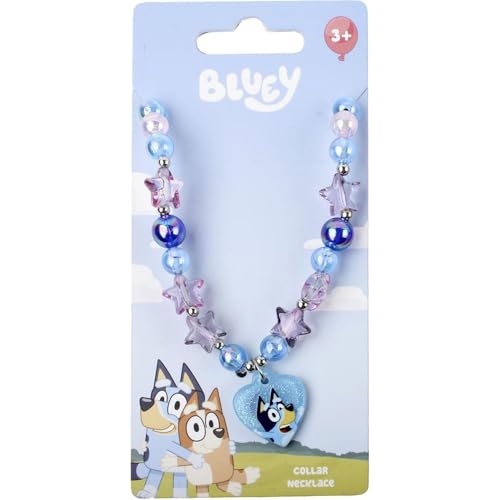 Bluey Kinderkette mit Herzanhänger | Modeschmuck für Mädchen ab 3 Jahren mit Sternperlen und originellem Design von CERDÁ LIFE'S LITTLE MOMENTS
