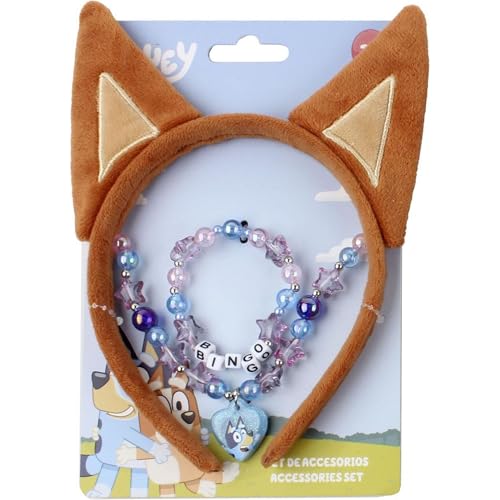 Bluey Kinderschmuck-Set mit weichen Ohren, Halskette und Armband mit Bingo-Anhänger | Spielzubehör für Mädchen ab 3 Jahren mit thematischer Geschenkverpackung von CERDÁ LIFE'S LITTLE MOMENTS