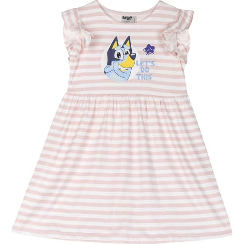 CERDÁ LIFE'S LITTLE MOMENTS Bluey Kinderkleid - Rosa und Weiß - Größe 5 Jahre - Kleid für Mädchen - Hergestellt aus 100% Baumwolle 145 g/qm - Bluey Druck - Original Produkt entworfen in Spanien von CERDÁ LIFE'S LITTLE MOMENTS