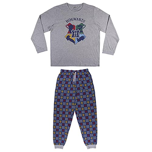 CERDÁ LIFE'S LITTLE MOMENTS Damen Harry Potter Pyjama Winter Schlafanzug Lang Baumwolle 100% -Offizielle Warner Bros Lizenz, Grau, XL von CERDÁ LIFE'S LITTLE MOMENTS