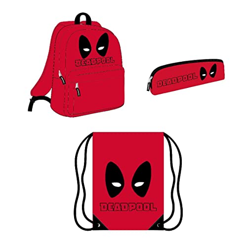 CERDÁ LIFE'S LITTLE MOMENTS - Deadpool Schulranzen Set mit Kinderrucksack, Turnbeutel und Federmäppchen - Ideal für den Schulanfang - Offizielle Lizenz von Marvel von CERDÁ LIFE'S LITTLE MOMENTS