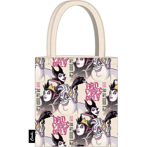 Disney Villain Einkaufstasche - Schwarz - 36x39x0.4cm - 2 Griffe - Hergestellt aus Polyester und Baumwolle - Disney Villain Druck - Original Produkt von CERDÁ LIFE'S LITTLE MOMENTS