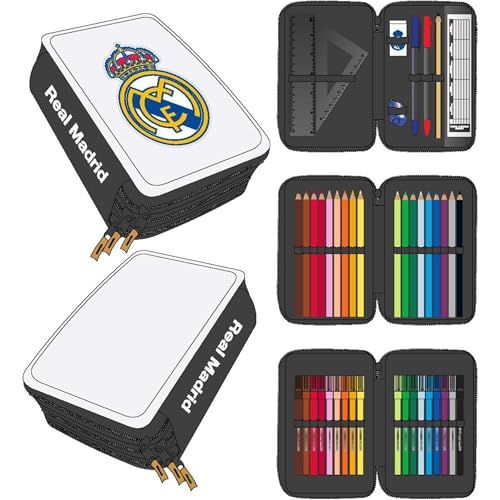 CERDÁ LIFE'S LITTLE MOMENTS Federmäppchen mit Zubehör von Giotto Real Madrid, mit Bleistiften, Filzstiften und Kugelschreibern, Dreifach-Schuletui für Fußballfans, Keine Beschreibung, 12.5x6.5x19.5 cm CERDÁ LIFE'S LITTLE MOMENTS Federmäppchen mit Zubehör von Giotto Real Madrid, mit Bleistiften, Filzstiften und Kugelschreibern, Dreifach-Schuletui für Fußballfans, Keine Beschreibung, 12.5x6.5x19.5 cm von CERDÁ LIFE'S LITTLE MOMENTS