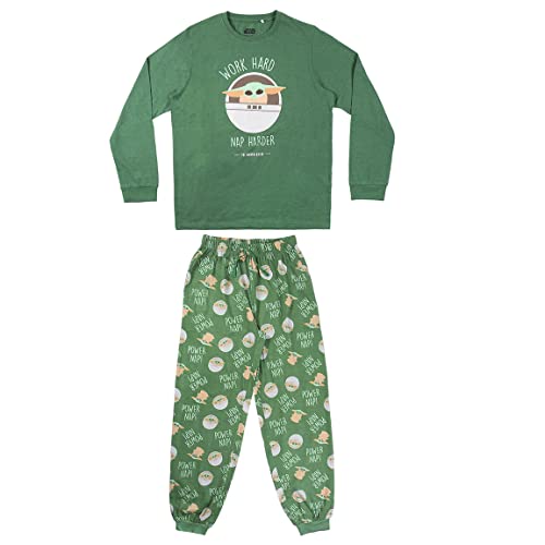 CERDÁ LIFE'S LITTLE MOMENTS Herren Baby Yoda Winter Schlafanzug Lang Baumwolle 100% -Zusammenpassende Familien Pyjama-Offizielle Disney Lizenz, Dunkelgrün, L von CERDÁ LIFE'S LITTLE MOMENTS