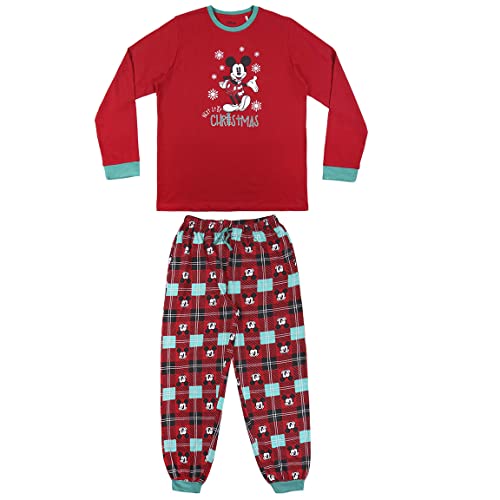 CERDÁ LIFE'S LITTLE MOMENTS Herren Mickey Mouse Winter Schlafanzug Lang Baumwolle 100% -Zusammenpassende Familien Pyjama-Offizielle Disney Lizenz, Rot, XL von CERDÁ LIFE'S LITTLE MOMENTS