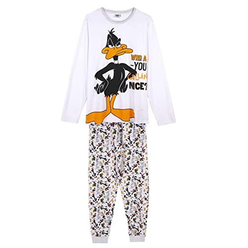 CERDÁ LIFE'S LITTLE MOMENTS Herren Pyjama Jeu d'Hiver du Canard Lucas des Looney Tunes 100% Coton Avec T-Shirt et Pantalon-Licence Officielle Warner Bros Pyjamaset, Blanc, L von CERDÁ LIFE'S LITTLE MOMENTS