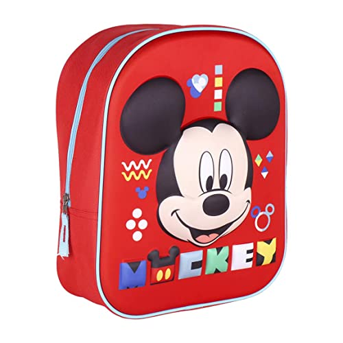 CERDÁ LIFE'S LITTLE MOMENTS Jungen Kindergartenrucksack mit 3D Abbildung von Mickey Mouse-Vorschulranzen mit Einzeltasche für 3-6 Jährige Kinder Rucksack, Rot von CERDÁ LIFE'S LITTLE MOMENTS