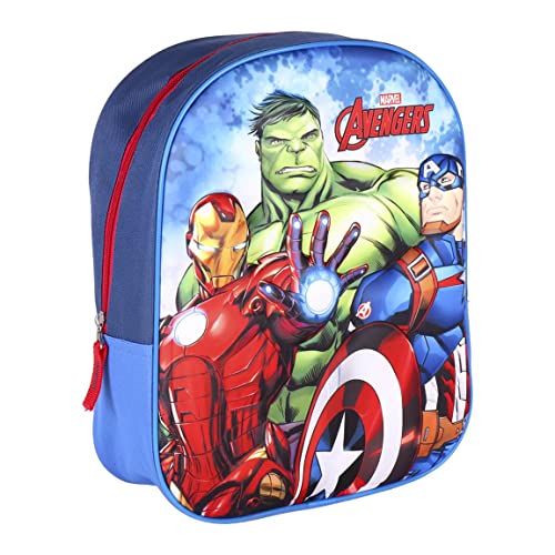 CERDÁ LIFE'S LITTLE MOMENTS Jungen Kindergartenrucksack mit 3D Abbildung von The Avengers-Vorschulranzen mit Einzeltasche für 3-6 Jährige Kinder Rucksack, Blau von CERDÁ LIFE'S LITTLE MOMENTS