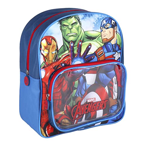 CERDÁ LIFE'S LITTLE MOMENTS Jungen Kleiner Kindergartenrucksack mit The Avengers Design-Transparente Vortasche und Verstellbare Gepolsterte Griffe Rucksack, Blau von CERDÁ LIFE'S LITTLE MOMENTS