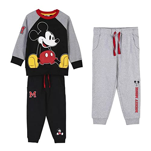 CERDÁ LIFE'S LITTLE MOMENTS Jungen Mickey Mouse Kinder Jogginganzug Sweatshirt und Zwei Sporthosen Trainingsanzug, Schwarz, 6 Jahre von CERDÁ LIFE'S LITTLE MOMENTS