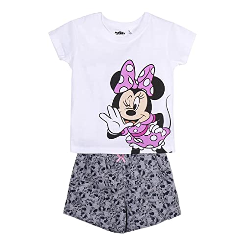 CERDÁ LIFE'S LITTLE MOMENTS Mädchen Kinder Anzug Set 2 Teile zusammengesetzt (T Shirt + Short) | Aus 100% Baumwolle von Minnie Mouse Bedruckt-Offizielle Lizenz Disney, Weiβ, Normal von CERDÁ LIFE'S LITTLE MOMENTS