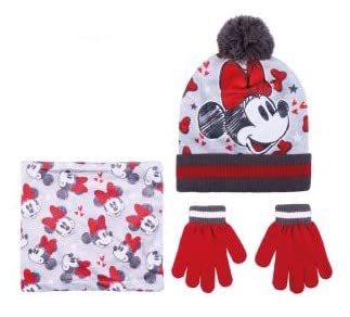 CERDÁ LIFE'S LITTLE MOMENTS Mädchen Minnie Mouse Mütze und Schal Kinder Set-Winter Kleidungsset mit Wintermütze Schlauchschal Handschuhe Müzenset, Grau, Einheitsgröße von CERDÁ LIFE'S LITTLE MOMENTS