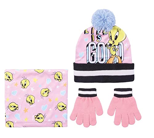CERDÁ LIFE'S LITTLE MOMENTS Mädchen Tweety Mütze und Schal Kinder Set-Winter Kleidungsset mit Wintermütze Schlauchschal Handschuhe Müzenset, Pink, Einheitsgröße von CERDÁ LIFE'S LITTLE MOMENTS