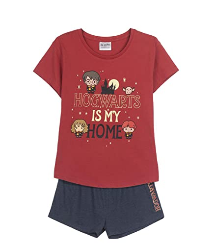 CERDÁ LIFE'S LITTLE MOMENTS Damen Baumwolle, 2-teilig Schlafanzug Für Von Harry Potter | 100% Aus 2 Teile Zusammengesetzt (Pyjamahose + Oberteil) - Offizielle Lizenz Warner Bros, Dunkelrot, L EU von CERDÁ LIFE'S LITTLE MOMENTS