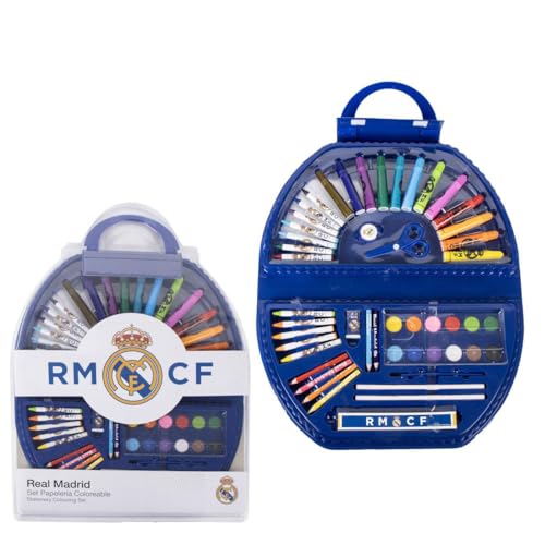 CERDÁ LIFE'S LITTLE MOMENTS Schreibwaren-Set, 50 Stück, Real Madrid – Buntstifte, Marker, Aquarellfarben und Zubehör mit Wappen von CERDÁ LIFE'S LITTLE MOMENTS