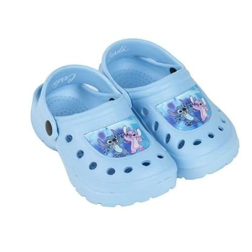 CERDÁ LIFE'S LITTLE MOMENTS Stitch Clogs für Kinder, Blau, Größe 26/27, hergestellt aus 100% Eva, für Kinder, Motiv ELSA und Anna, Originalprodukt, entworfen in Spanien, hellblau, 26/27 EU von CERDÁ LIFE'S LITTLE MOMENTS