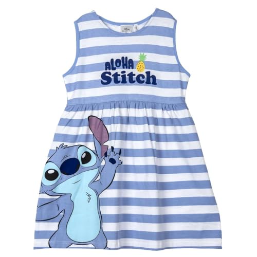 CERDÁ LIFE'S LITTLE MOMENTS Stitch Kinderkleid - Blau und Weiß - Größe 5 Jahre - Ärmelloses Kleid - Hergestellt aus 100% Baumwolle mit 145 g/m² - Stitch Print - Original Produkt entworfen in Spanien von CERDÁ LIFE'S LITTLE MOMENTS