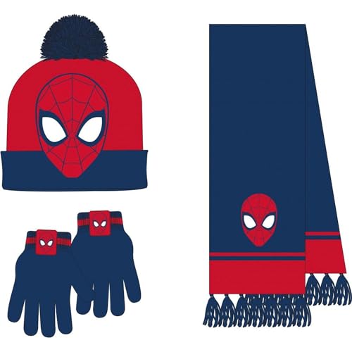 CERDÁ LIFE'S LITTLE MOMENTS Unisex Kinder Infantil Gorro, Guantes Y Bufanda Spiderman Invierno-Conjunto Térmico Niños Y Niñas, Ideal Frío 3-teiliges Set Schal, Einheitsgröße (3er Pack) von CERDÁ LIFE'S LITTLE MOMENTS