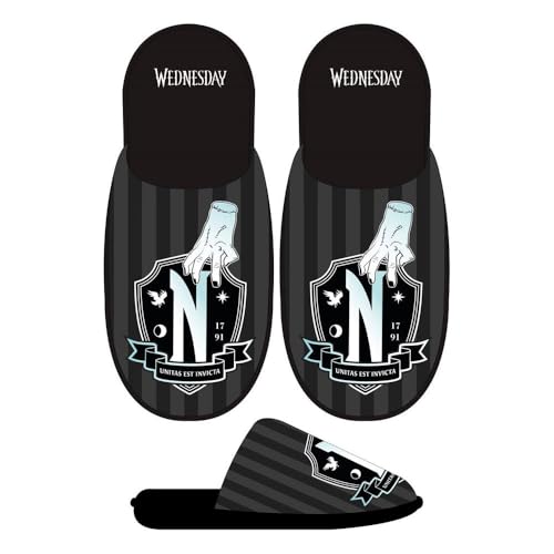 CERDÁ LIFE'S LITTLE MOMENTS Unisex Kinder Zapatillas De Casa Abierta Wednesday Hausschuh, Schwarz, 36/37 EU von CERDÁ LIFE'S LITTLE MOMENTS