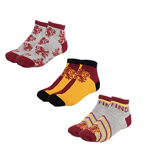 CERDÁ LIFE'S LITTLE MOMENTS Unisex Pack x 3 Sneakersocken Harry Potter Motiven Bedruckt | Aus 90% Baumwolle, Polyester und 5% Elastan Hergestellt-Offizielle Lizenz von Warner Bros, Multicolor, Regular von CERDÁ LIFE'S LITTLE MOMENTS