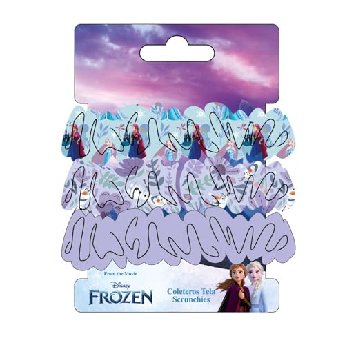 Disney Frozen Haargummis für Mädchen und Frauen, rutschfeste und weiche Pferdeschwanz-Halter - 3 Haargummis Set (2 bedruckt, 1 einfarbig) von CERDÁ LIFE'S LITTLE MOMENTS