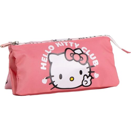 Hello Kitty Federmäppchen 3 Fächer - Dreifach Schulmäppchen mit Reißverschluss und offiziellem Hello Kitty Design, ideal zur Aufbewahrung von Stift, Bleistiften und Schreibwarenzubehör, Hello Kitty von CERDÁ LIFE'S LITTLE MOMENTS