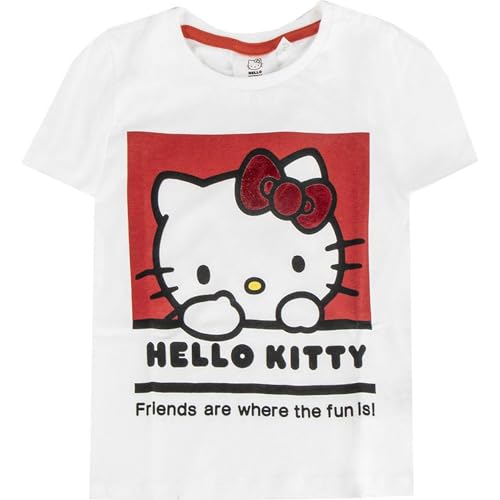 CERDÁ LIFE'S LITTLE MOMENTS Unisex Kinder Hello Kitty Mädchen – Single Jersey, Süßes Motiv, Bequeme Passform & Hohe Qualität Arbeits-T-Shirt, Weiß, 6 Jahre EU von CERDÁ LIFE'S LITTLE MOMENTS