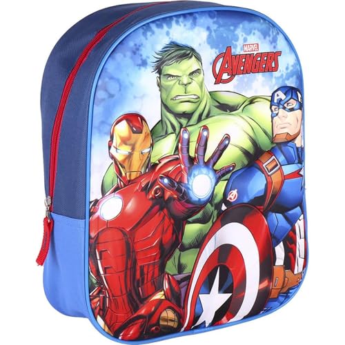 Jungen Kindergartenrucksack mit 3D Abbildung von The Avengers-Vorschulranzen mit Einzeltasche für 3-6 Jährige Kinder Rucksack, Blau von CERDÁ LIFE'S LITTLE MOMENTS