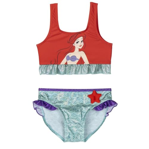 Kleine Meerjungfrau Kinder Bikini - Farbe Orange und Grün - Größe 6 Jahre - Badeanzug für Mädchen - 85% Polyester und 15% Elastan - 210 g/m² - Original Produkt entworfen in Spanien von CERDÁ LIFE'S LITTLE MOMENTS