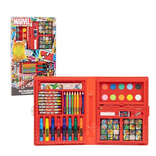 Marvel Malkoffer - Enthält Filzstifte und Buntstifte, Wasserfarben, Sticker und Lineal - Schulsachen Set - Original Produkt in Spanien Designed von CERDÁ LIFE'S LITTLE MOMENTS