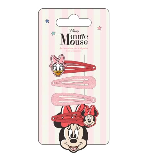 Minnie Maus und Freunde Haarspangen Schönheitsset für Mädchen mit Schleife oben und Glitzer - Set enthält 4 Haarspangen von CERDÁ LIFE'S LITTLE MOMENTS