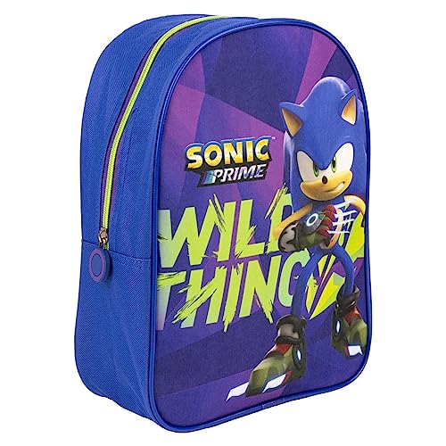 Rucksack für Kinder Sonic Prime - Farbe Lila und Blau - 24,5x10x29 cm - Aus Polyester - Mit Reißverschluss - Sonic Prime Aufdruck - Original Produkt in Spanien Designed von CERDÁ LIFE'S LITTLE MOMENTS