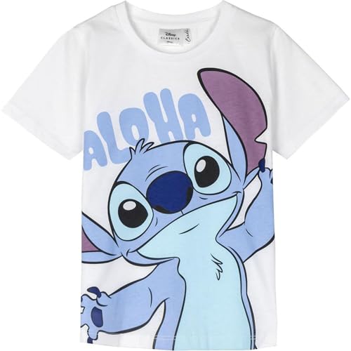 Stitch Kinder-T-Shirt - Weiß - Größe 12 Jahre - T-Shirt mit kurzen Ärmeln - Aus 100% Baumwolle 145 g/qm - Stitch Print - Original Produkt entworfen in Spanien von CERDÁ LIFE'S LITTLE MOMENTS