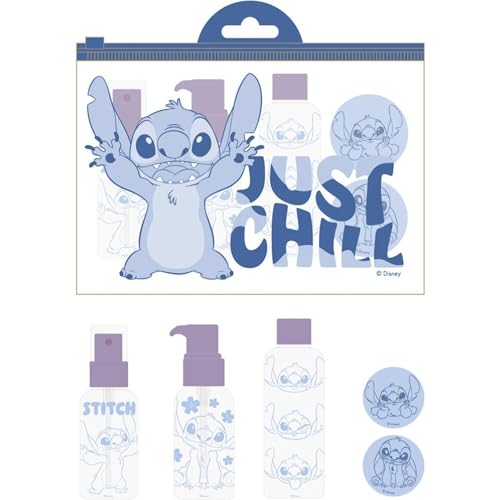 Stitch Reise-Set für die Körperpflege, mit Stickern und wiederverwendbarer Tasche, funktionelles Disney-Zubehör für Mädchen und Jugendliche von CERDÁ LIFE'S LITTLE MOMENTS