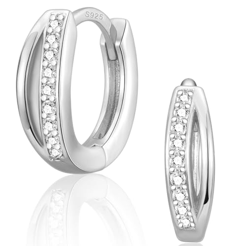 CERSLIMO 1 Paar Ohrringe Klein, Creolen 8mm Silber 925 Stecker mit AAA Zirkonia Silberohrringe Schmuck Geschenke von CERSLIMO