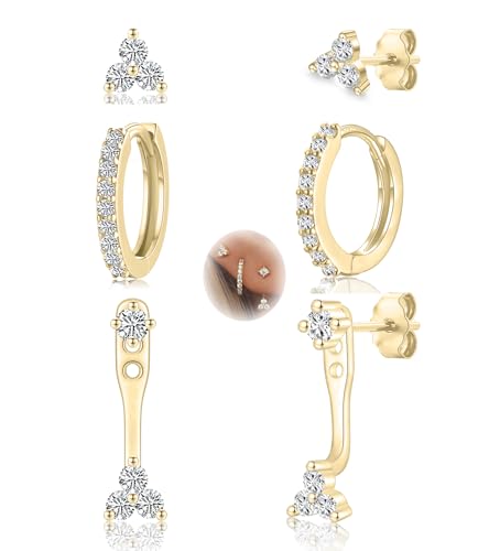 CERSLIMO 3 Paar Ohrringe Set Goldfarbe Stecker von CERSLIMO