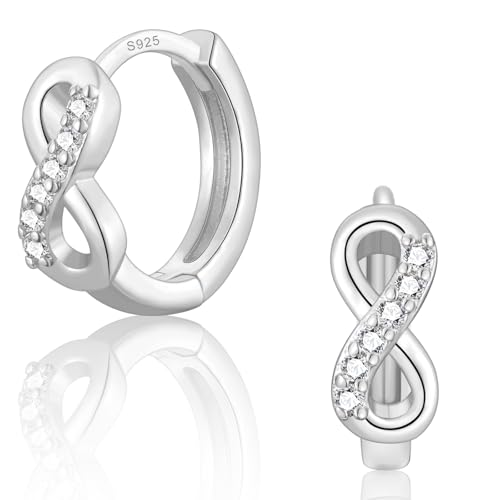 CERSLIMO Creolen Unendlichkeitszeichen 9mm Infinity Ohrringe Silber 925 AAA Zirkonia Unendlich Silberohrringe Schmuck Unendlichkeit Geschenke von CERSLIMO