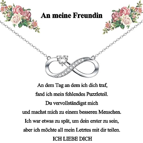 CERSLIMO Geschenke für Freundin Kette Silber 925 Unendlichkeitszeichen, Halskette Infinity Herz Zirkonia Geburtstag Geschenk Weihnachten Geburtstagsgeschenk Valentinstag von CERSLIMO