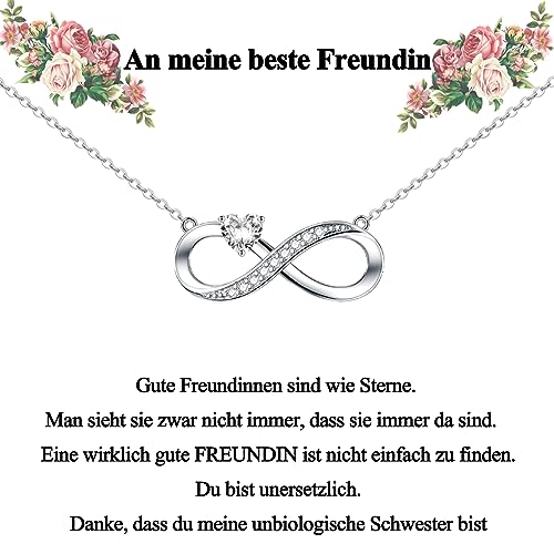CERSLIMO Geschenke für beste Freundin Kette Silber 925 Unendlichkeitszeichen, Halskette Infinity Herz Zirkonia Geburtstag Freundschafts Geschenk Weihnachten Geburtstagsgeschenk Best Friends von CERSLIMO