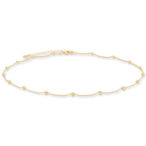 CERSLIMO Kette Gold, Sterling Silber 925 Vergoldet Choker 14inch Halskette 35cm ohne Anhänger für Frauen Mädchen Damen von CERSLIMO