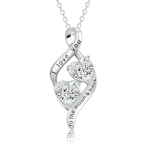 CERSLIMO Kette Silber 925 Halskette Herz Zirkonia Schmuck Geschenk für Damen Frau Geburtstag Valentinstag von CERSLIMO